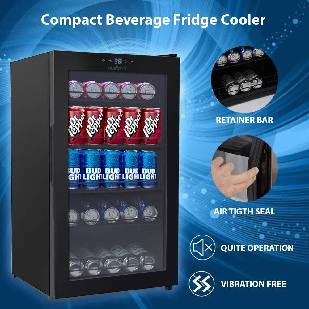 Chiller 34.7’ Beverage Refrigerator 18.5’’ Can 20.1’’ Beverage x Can Nutri x Fridge Chef (132 Cooler, Compact Capacity),