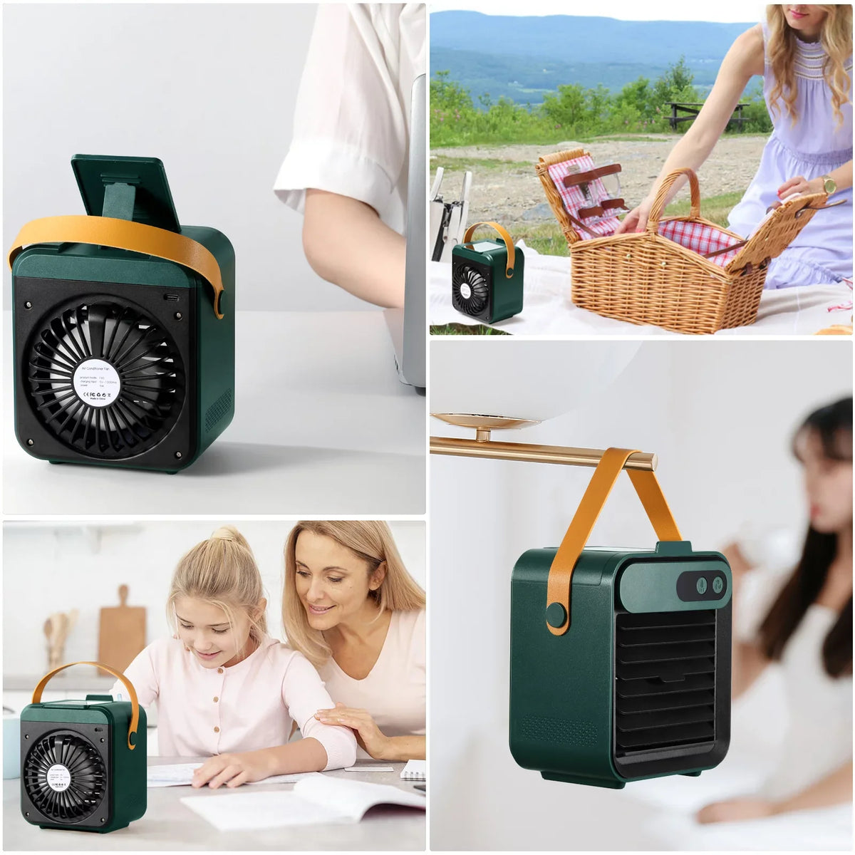 Cooler Speeds and with 3 Personal vanity Cooling Office,Bedroom,Car Phone Portable holder Fan Humidifier Adjustable Comvin and Air Home Desktop mirror Fan 4 Fan,Quiet USB with Air for in Desk Fan, 1