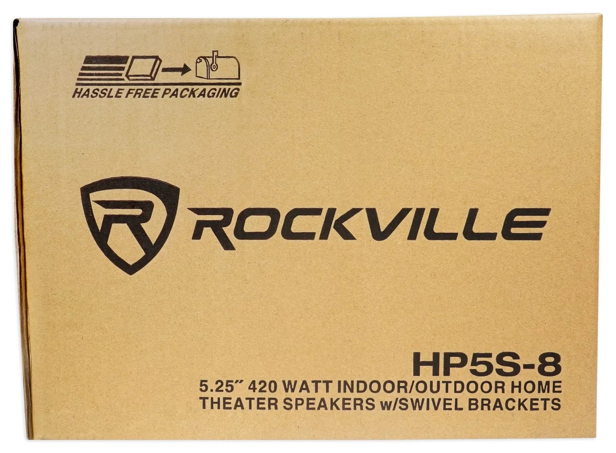 Home (8) Speakers+Swivel 5.25" Brackets Outdoor/Indoor Rockville HP5S-8 Theater