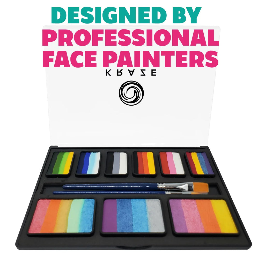 Palette, Makeup Painting Hypoallergenic, Water Stroke Safe, One Face Non Sensitive for Cake Skin, FX Halloween Toxic Paint Party Kit Split Kids Face Activated, & Adults Professional Celebration Kraze