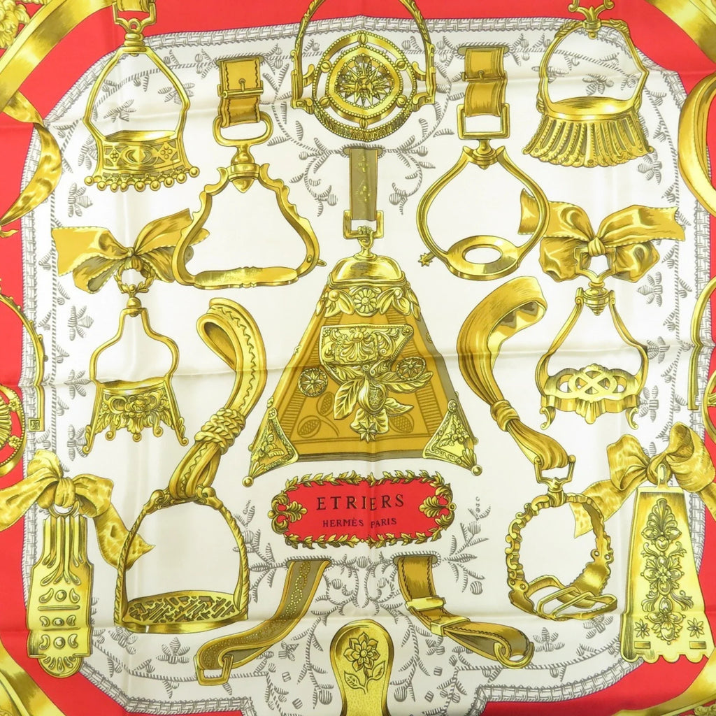 Pre-Owned Carre HERMES Stirrup/Horse Muffler ETRIERS Silk 90 Hermes Scarf Women's (Good)