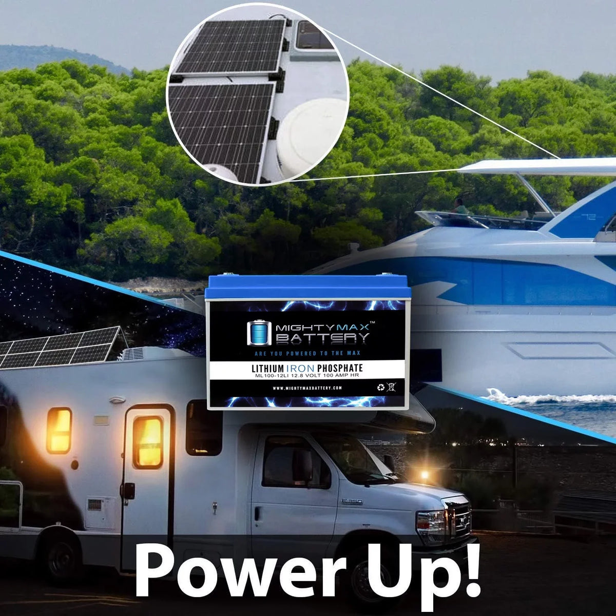 Off-Grid Battery Lithium RV for 12V Solar Replacement System 100AH