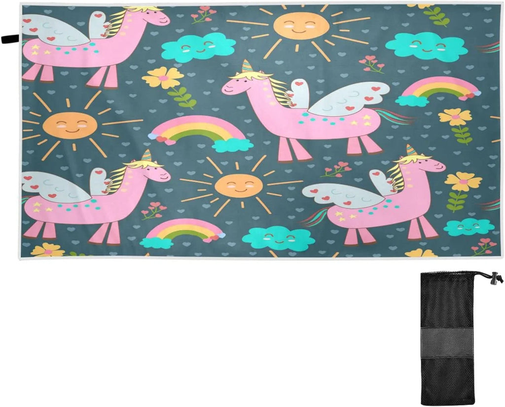 31”X71” Towel, Quick Towel Free Bestwell Yoga Sand Pink Dry Oversized Blanket, Thin Swim Beach Pool Shower Bath Towel Multipurpose Microfiber Towel Unicorns Lightweight