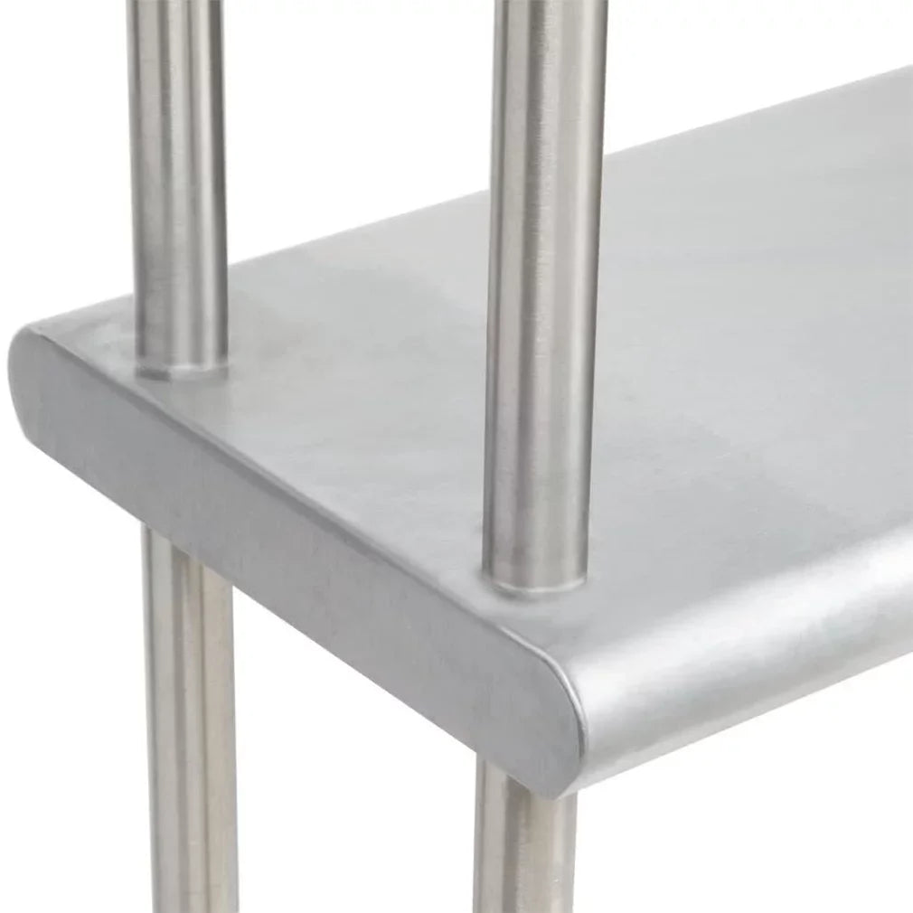 Table 72" | Shelves | 30" Work Tier Double Metal & Overshelf Shelving With Wide Prep Steel Combo Table Kitchen x Two 12" Stainless