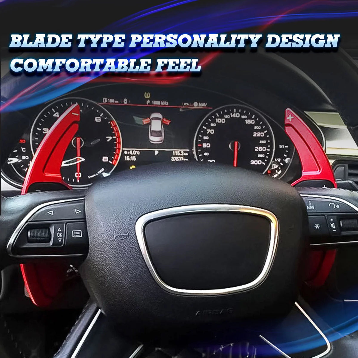 With Wheel Q3 Cover A8 Tech S5 A7 A6 SQ5 RS6 Shifter Q7 A5 S7 Audi (Red) S8 Q5 A3 Compatible Steering Trim, Aluminum RS3 Paddle CNC S6 A4 Xotic S4 Alloy, S3