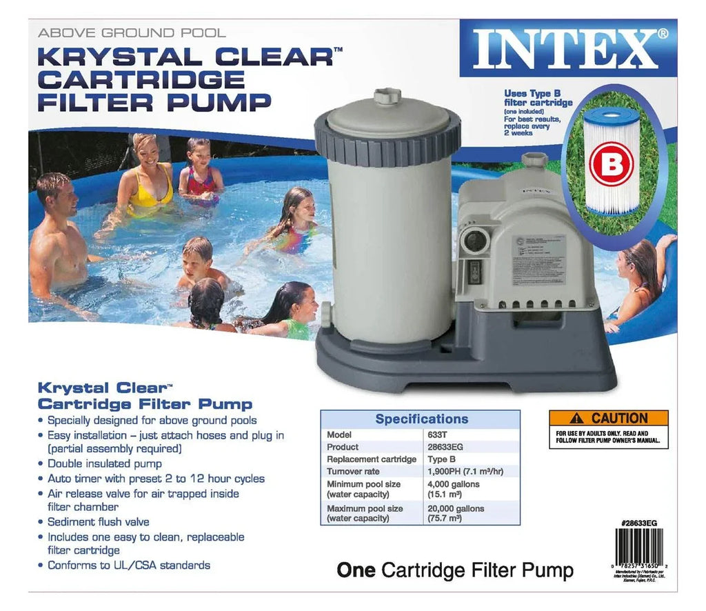 Mounted Filter Wall Skimmer GPH Intex Cartridge and Pool Clear 2500 Krystal Pump