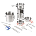 Cookware Steel Set, Tableware and Portable Lixada Mess Stainless Folding Cooking Backpacking Wood Pan Stove Kit, Set Picnics for Pot Camping