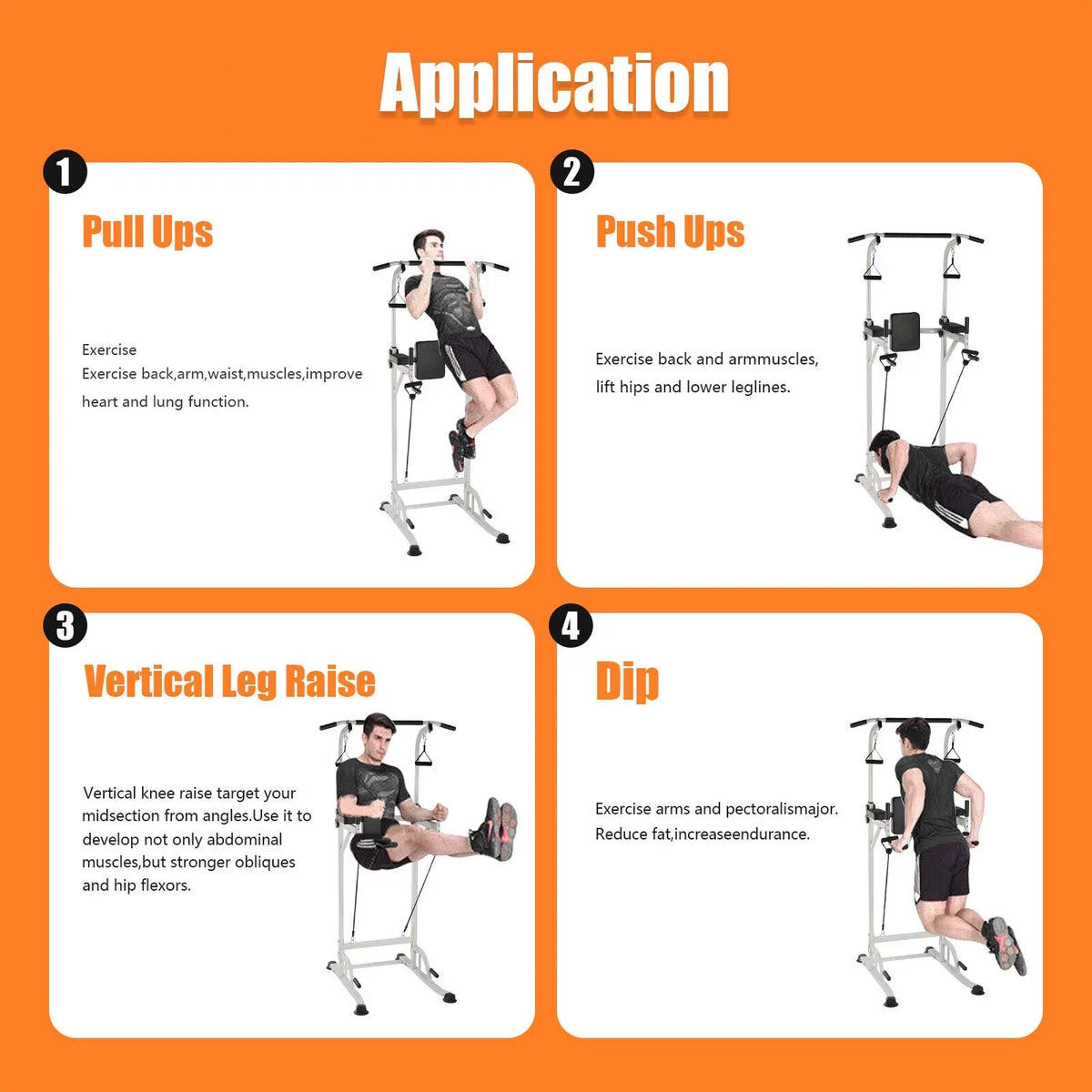 and Tower Home Gym Station Height Sit Ups Bar Power Adjustable Pull-Up Power