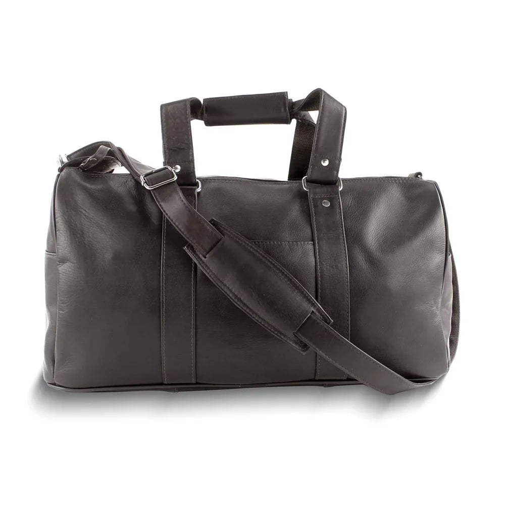 Dark Duffle Strap Zip-Top Adjustable QGM23254 Brown Leather with Bag