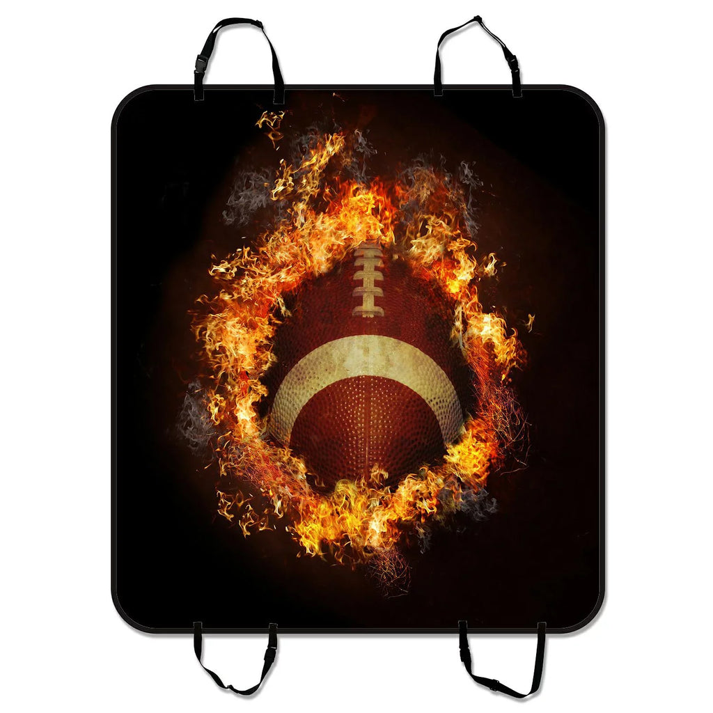 Seat 54x60 of Car Flaming For Car Cover Trucks Pet Trunk Seat and Cars Spirit Football American Dog Cargo Hammock Mat Mat inches SUV Mat GCKG