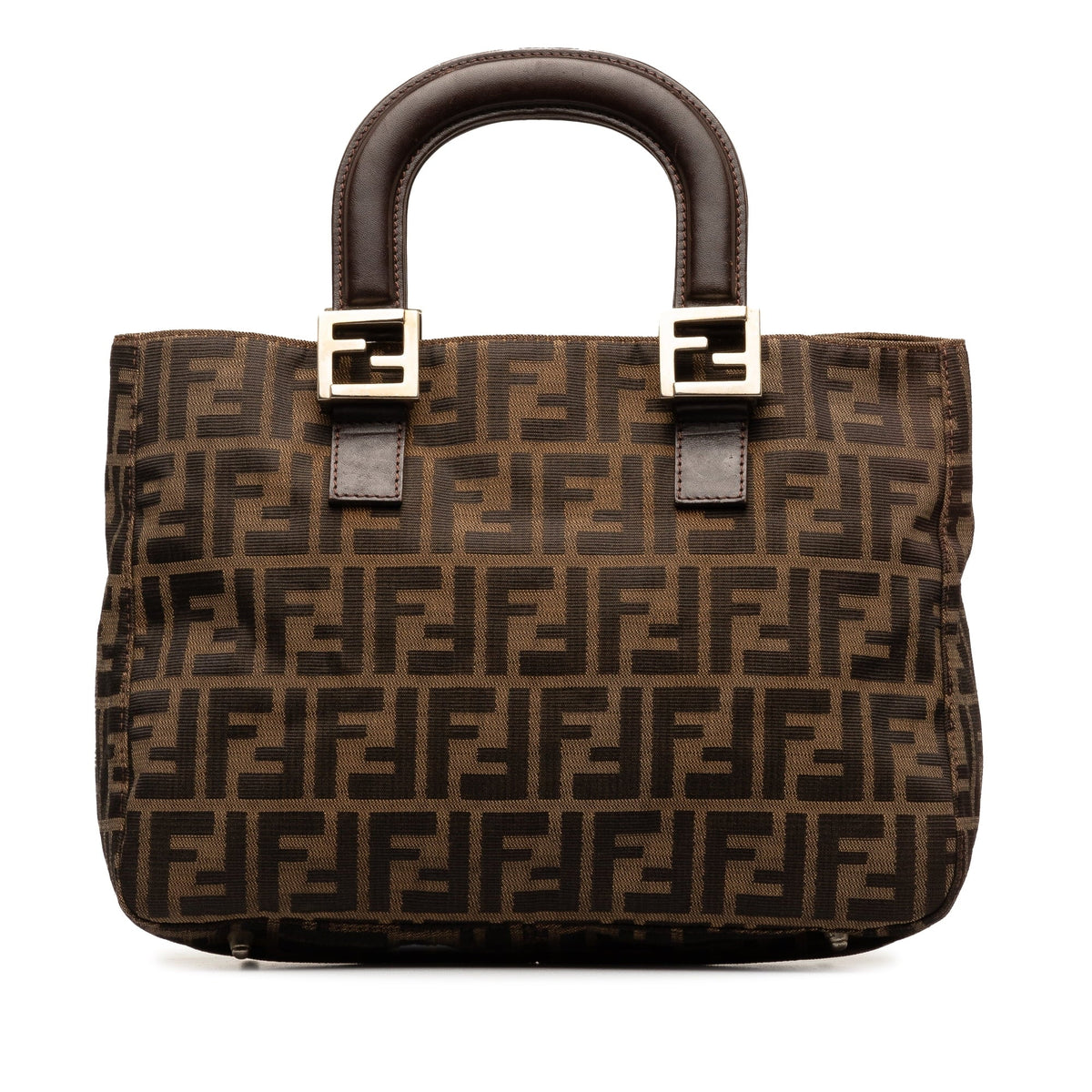 Brown Zucca Twins Authenticated Fendi (Good) Bag Tote Fabric Unisex Canvas Pre-Owned Tote