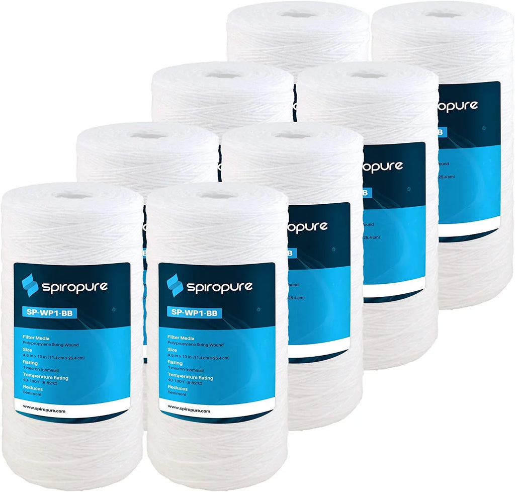 Micron 8) SWC-45-1001 SP-WP1-BB SpiroPure Filter 1 355213-43 of 10x4.5 Cartridge WP1BB97P Water (Case Polypropylene String-Wound