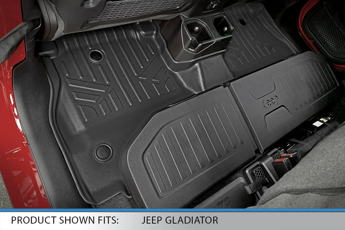 2 with Set Storage Liner Black Custom SA0316-B0459 Underseat Rear Mats Fit Gladiator, Smartliner Jeep Floor 2020-2023 Row Lockable for