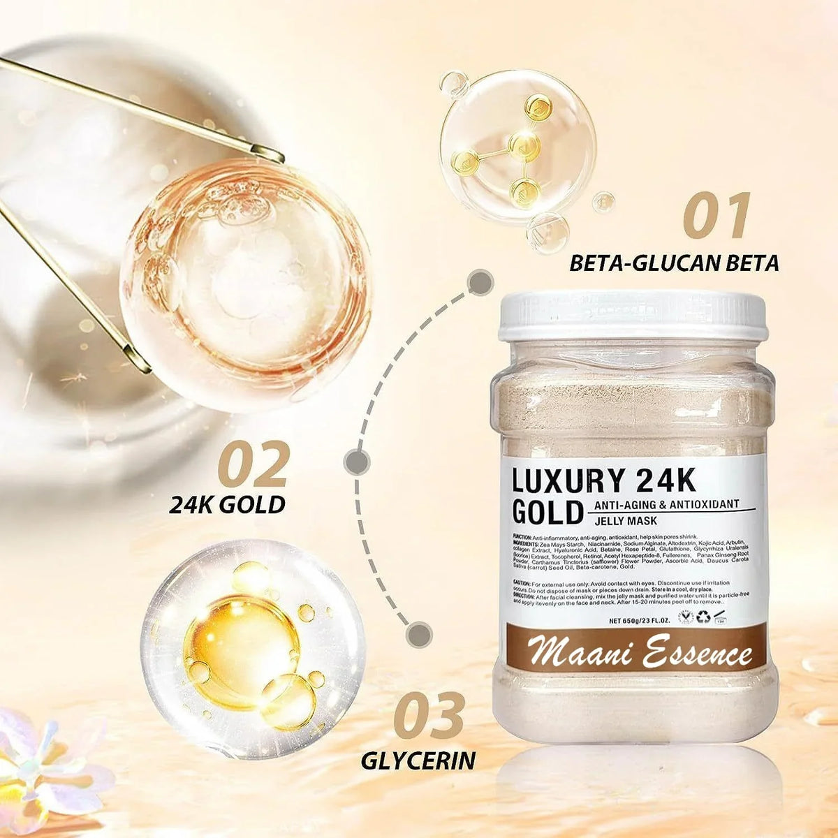 Peel Professional Mask, Natural Mask Gel for SkinCare, GOLD) Off Care Masks Fl & 23 DIY Powder Facial Oz Facial Mask, Hydrating Peel (2K Jelly Off Face Moisturizing Skin hydrojelly