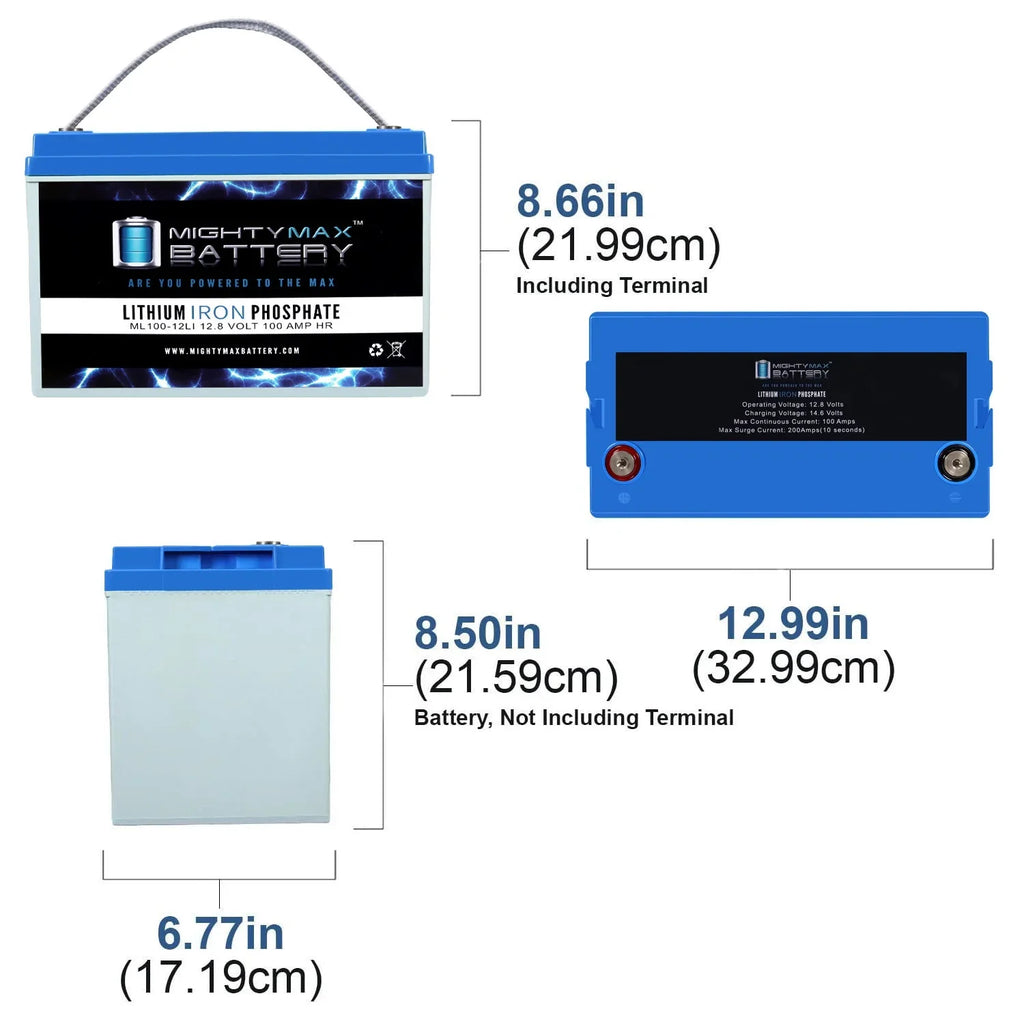 Off-Grid Battery Lithium RV for 12V Solar Replacement System 100AH