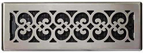 SPH414-NKL 4x14, Nickel Finish Decor Floor Register, Brushed Grates