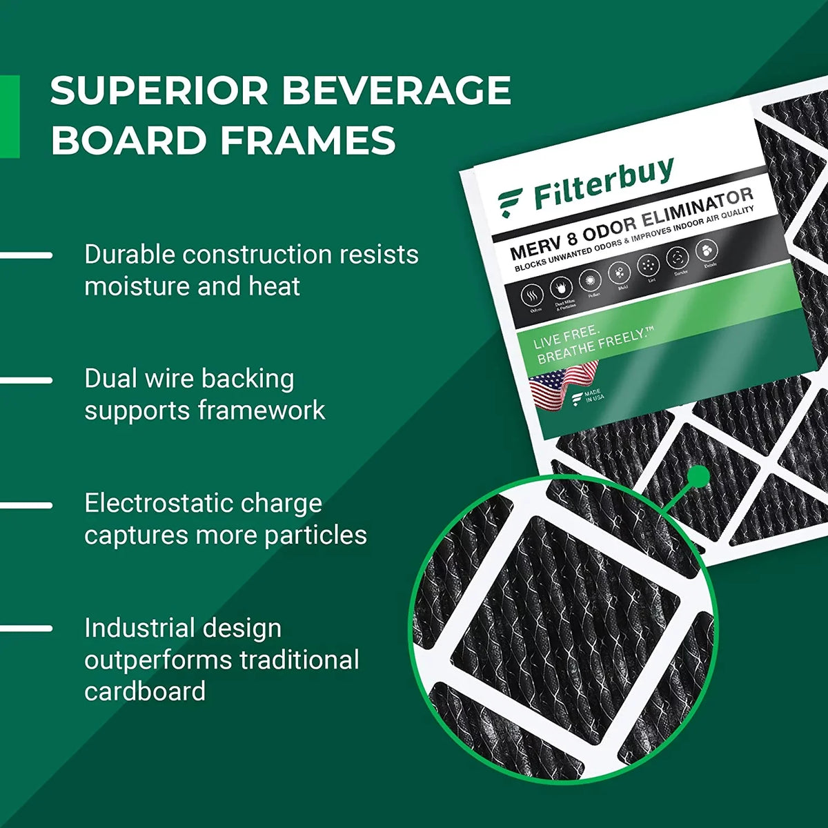 8 with AC Carbon Eliminator Odor Activated Furnace Filters MERV Filterbuy Air 12x25x1 (12-Pack) Pleated HVAC