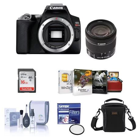 DSLR EF-S Filter, Kit, Software with EOS with f/4-5.6 Rebel Card, SDHC UV MAC - Camera Package Bundle Black Camera Cleaning IS Case, 58mm STM Lens, SL3 18-55mm 32GB