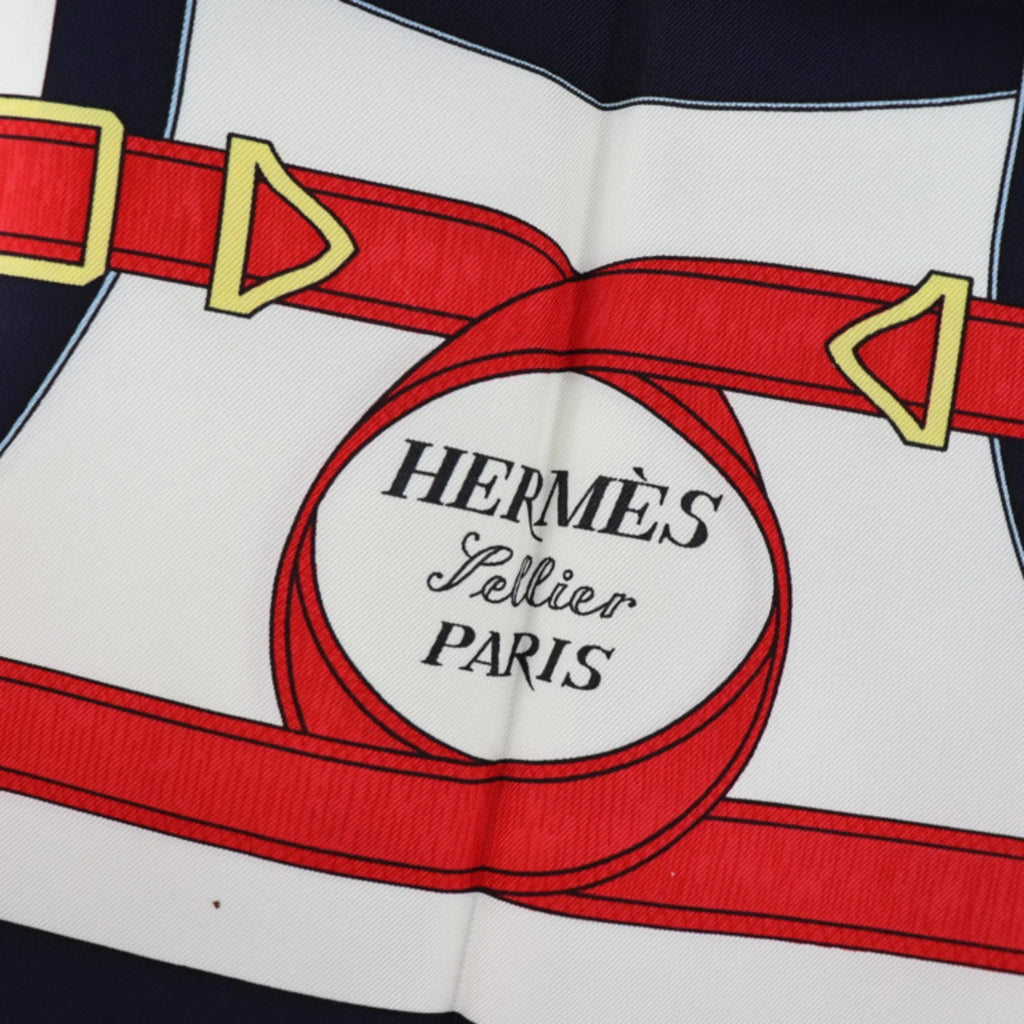 Spurs d’or (Like Carre90 Scarf Blue Eperon Pre-Owned Multicolor Silk Golden New) HERMES