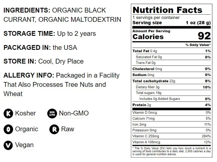 4 Powder, by to — Organic Raw, Kosher Pounds Non-GMO, — Currant Food Vegan, Live Black