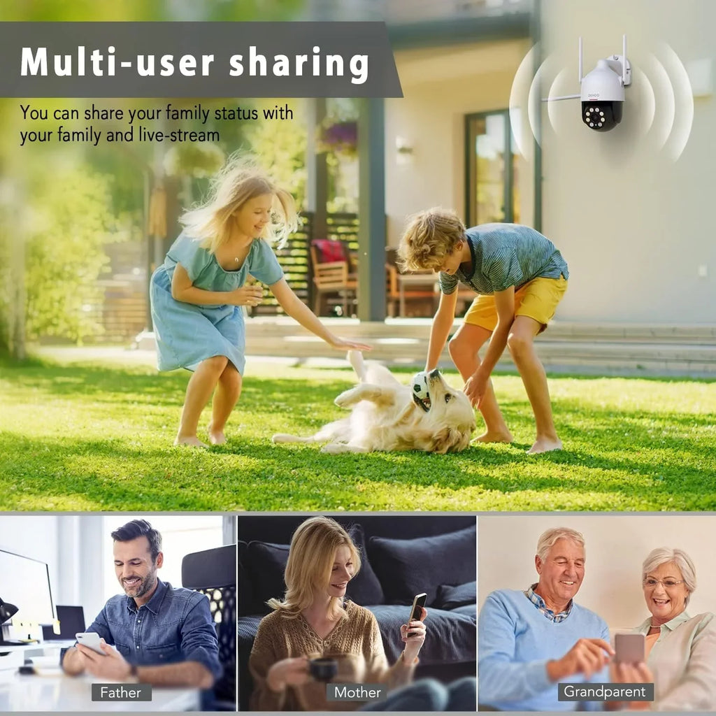 Camera, 2K Sensor, Camera Camera Surveillance Motion with Outdoor 360° Security PIR WiFi Camera Audio Spotlight, 2 View, Night DEKCO with Vision Waterproof Wired Way