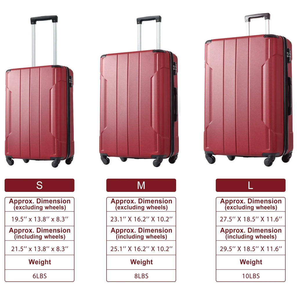 on Airline ABS Approved with Luggage Expansion 20in, Hardshell Spinner Adjustable Lightweight Lock TSA Suitcase Carry Handle and