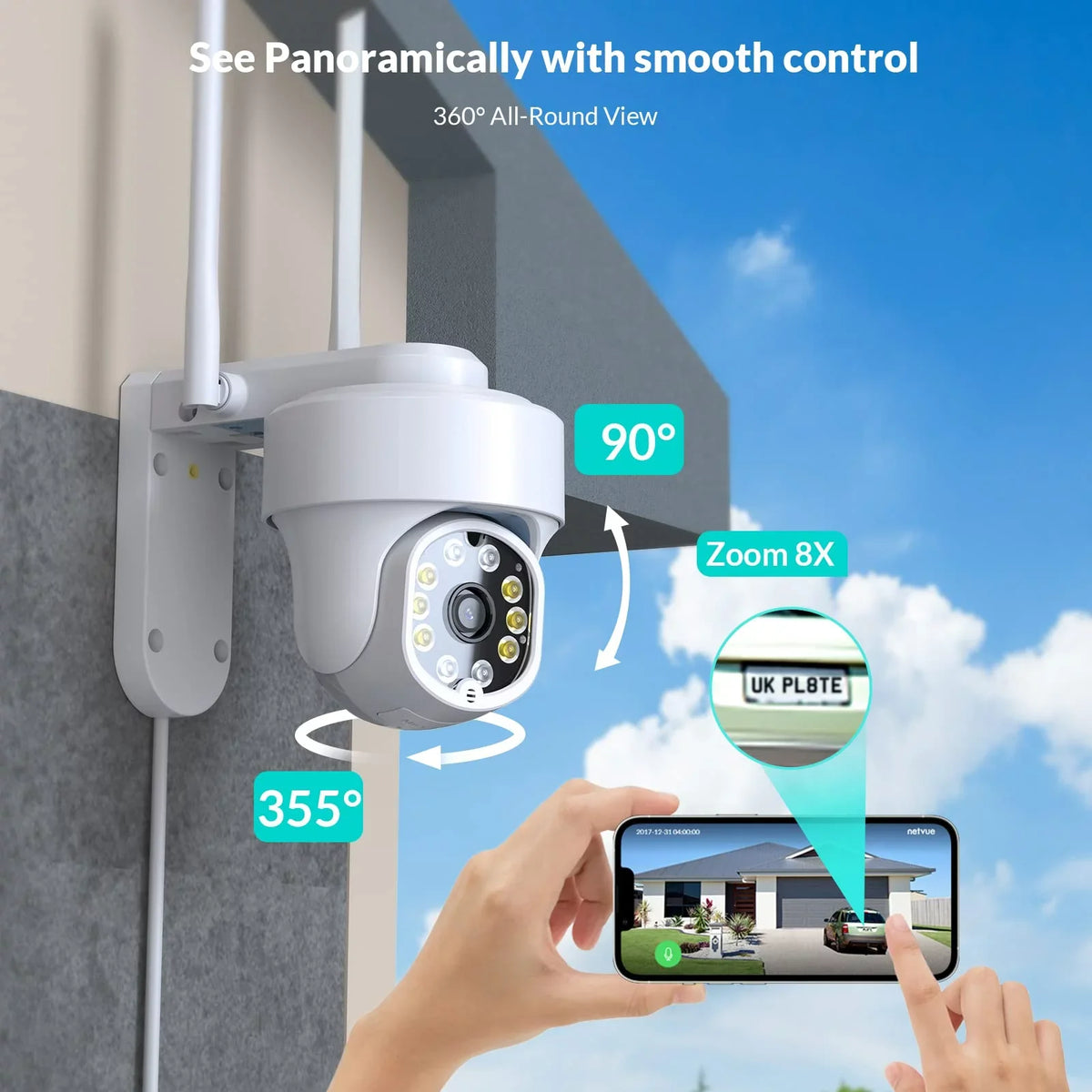 Netvue WiFi PTZ for Security Security Wireless System 2.4GHz Cameras 360° WiFi – Only Surveillance WiFi, Camera Home
