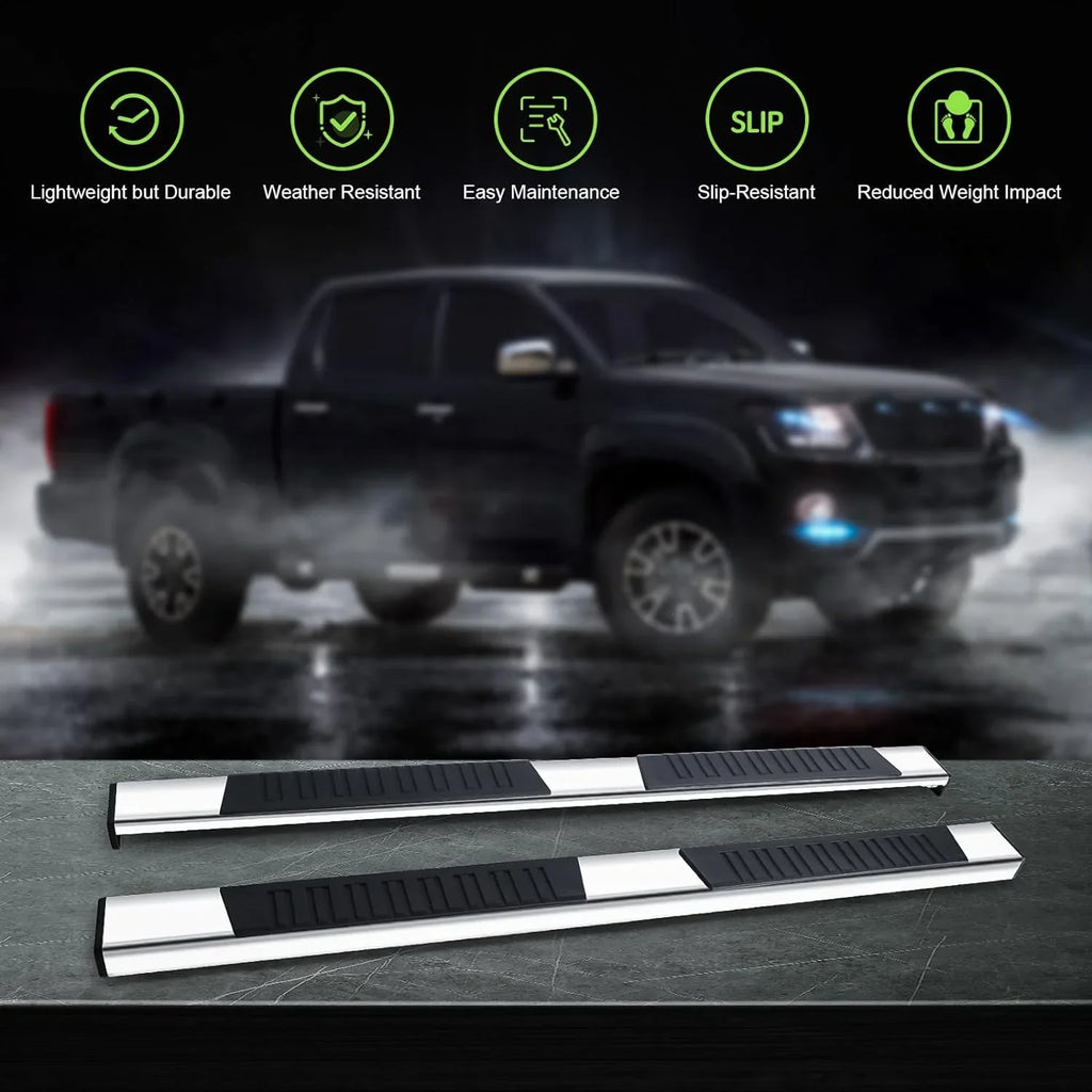 2020-2024 Polished ONINE 2500/3500 Chevy Silverado/Gmc Nerf Sierra 6" Step Fit & bar Custom Silverado/Sierra Crew Boards Side Chrome Running Aluminum Cab 1500 2019-2024