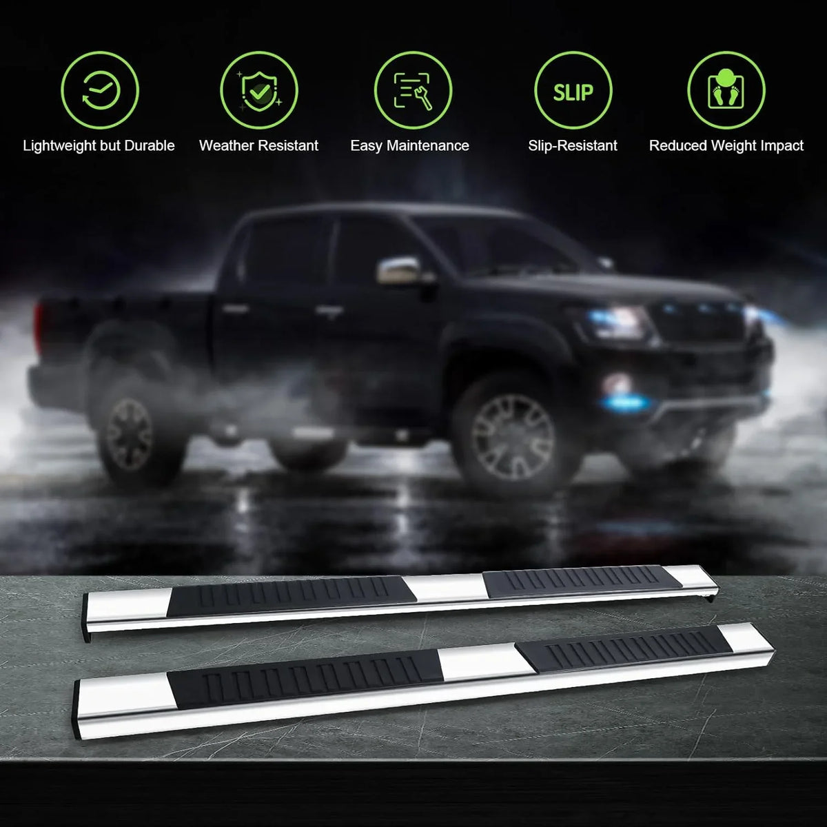 2020-2024 Polished ONINE 2500/3500 Chevy Silverado/Gmc Nerf Sierra 6" Step Fit & bar Custom Silverado/Sierra Crew Boards Side Chrome Running Aluminum Cab 1500 2019-2024