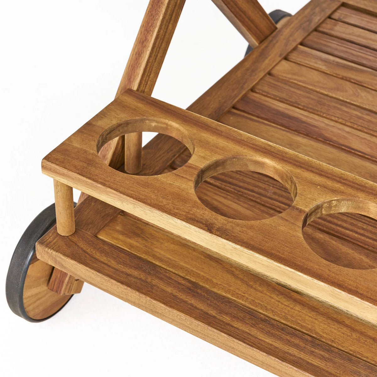 GDF Kenilworth Wood Studio Natural Cart, Acacia Tiered Indoor/Outdoor 2 Bar