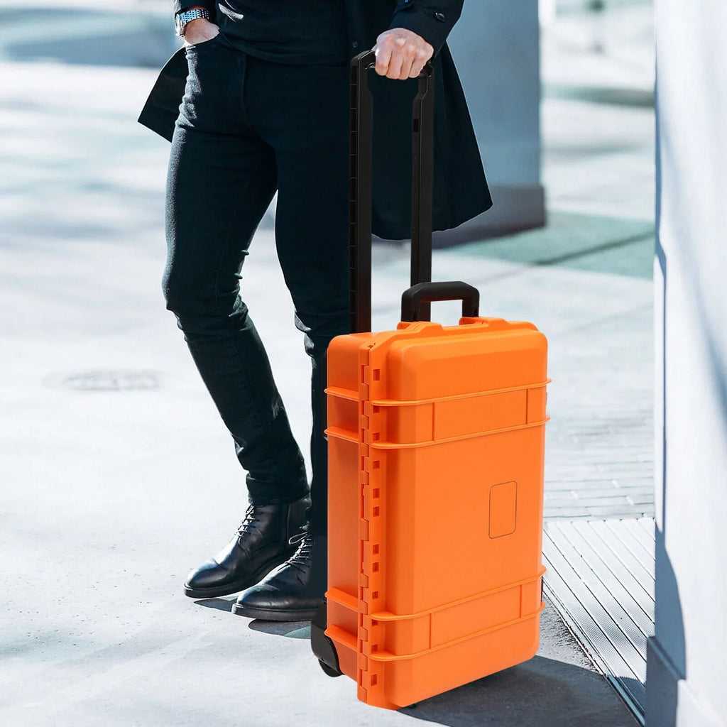 Tool Foam and Case Portable Retractable Digital Handle with Protective Case Wheels Box Hard Miumaeov Waterproof Portable Box 22" Case with Foam Camera IP67 Pull Case Camera