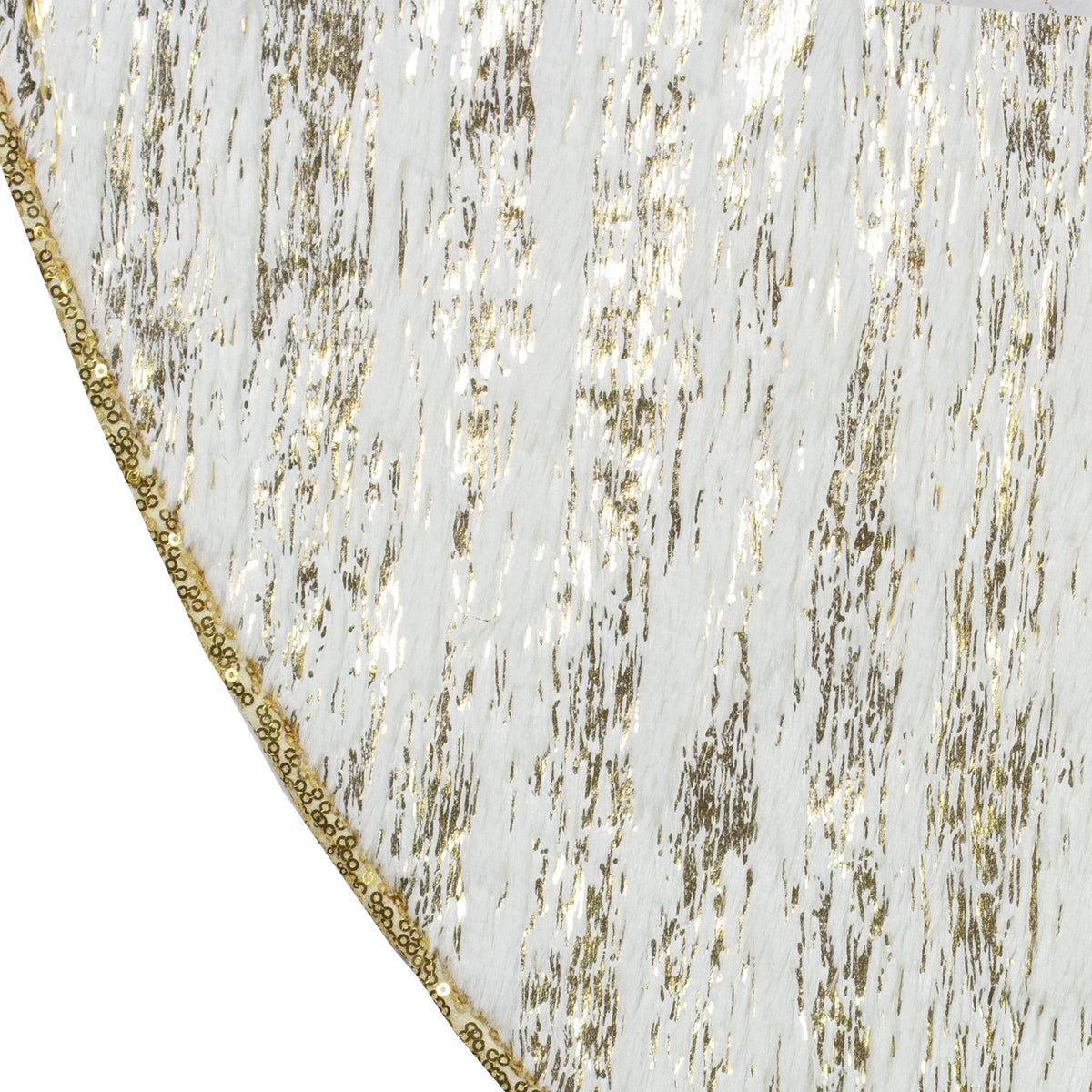 and Pattern Faux Fur Tree Christmas Cream Wood Skirt Grain and Gold 48" Northlight