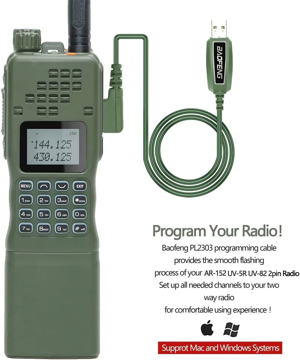 Charger with 10W Kit Shoulder Bag mic,18.8 and Antenna,USB Cable AR-152 Range Way Two Foldable Rechargeable Walkie Cable,AR-152 Programming Full inch Talkie Radio Long ABBREE&BaofengAR-152 Tactical