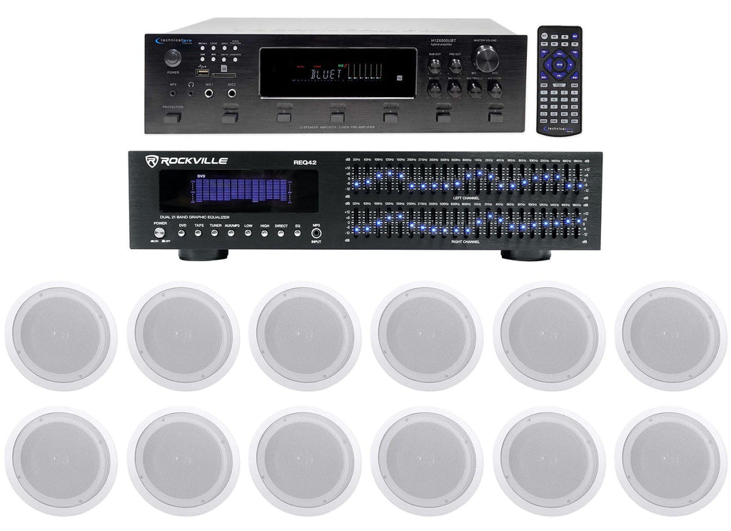 Pro Zone, Speakers+EQ 6000w Receiver+12) Technical 6) 8" Home Bluetooth Theater