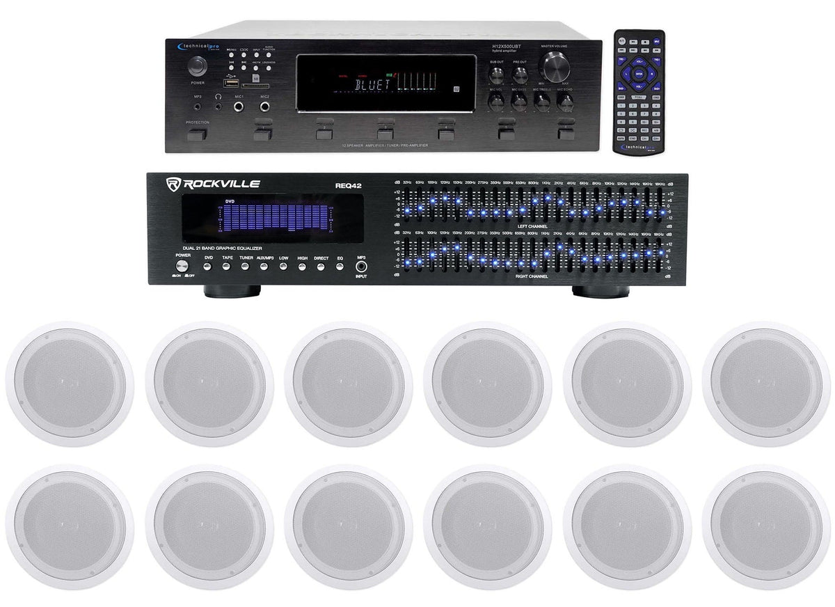 Pro Zone, Speakers+EQ 6000w Receiver+12) Technical 6) 8" Home Bluetooth Theater