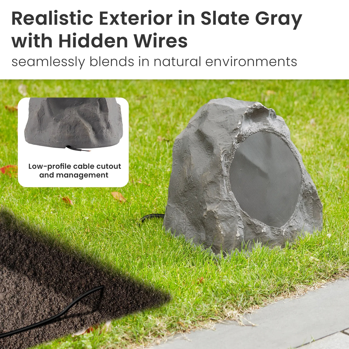 Set 8R8SG 8" Pool Spa 8 Outdoor Yard Rock Slate Deck Speaker for Garden Solutions Theater