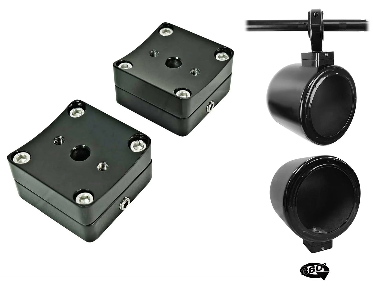 Mount Surface Rockville 5.25" Speaker 2) Black Swivel 360° Aluminum MAC525B Pods