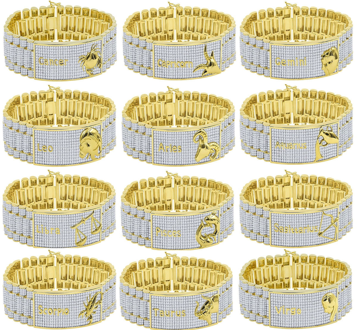 Gold Diamond Horoscope 14K Sign Bracelet Simulated Finish Scorpio Zodiac 8.5'' Mens Astrology