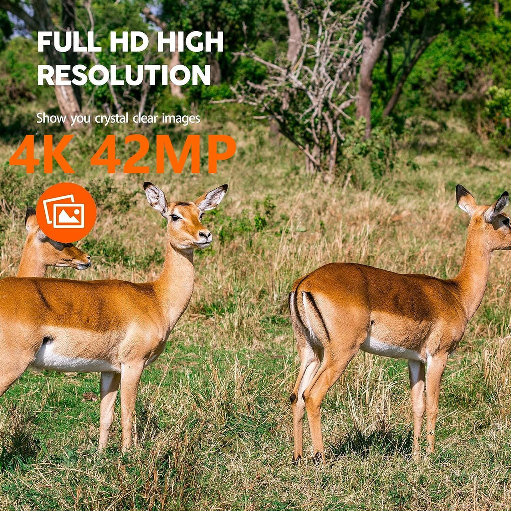 WiFi Cam Monitoring 30fps Activated 42MP with Trail Motion IP66 CAMPARK Waterproof 3 Trail Game for Sensor Native PIR 4K Angle Camera Deer 120° Bluetooth Camera Night Wildlife Vision Wide Hunting