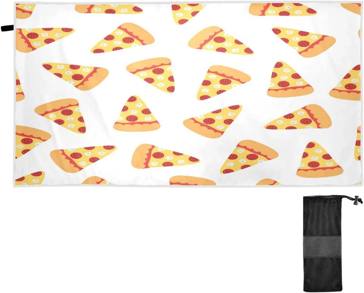 Lightweight Beach - Holiday Slices Towel Absorbent Bestwell Compact Pizza Dry Towels Swimming Super - for Towel Quick Camping （573） Oversized Travel