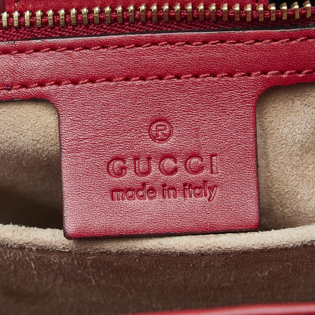 Leather (Good) Red Pre-Owned Sylvie Gucci Unisex Satchel Calf Authenticated