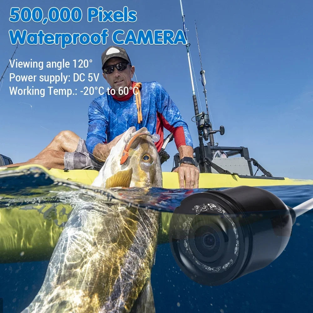 8 Camera River/Ice Pcs Pixels, Wide IR Night Fishing Angle, Suitable 500,000 LCD for , Vision Fishing 5in 120° Underwater