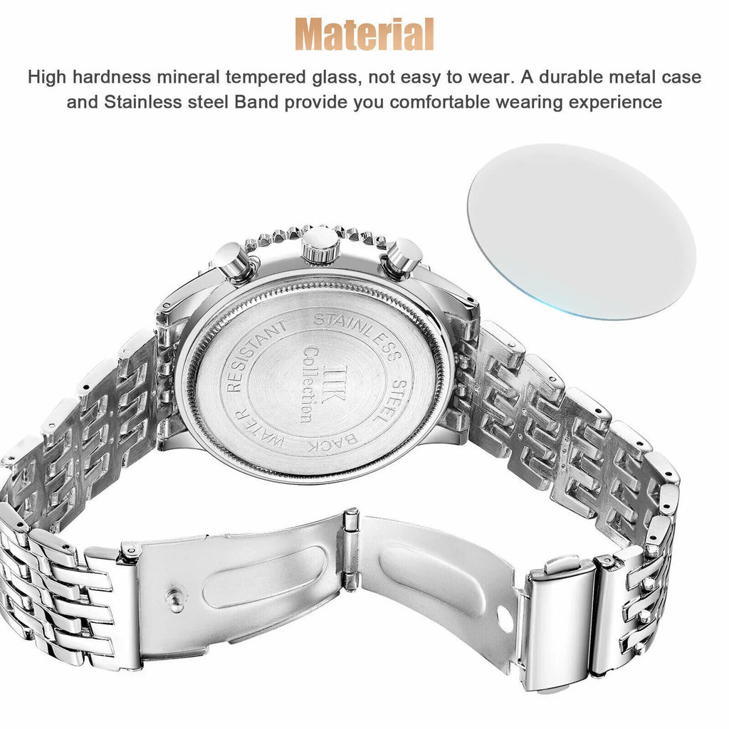 Waterproof Men Quartz De Watch Relojes Stainless Bracelet Luminous Steel Hombre