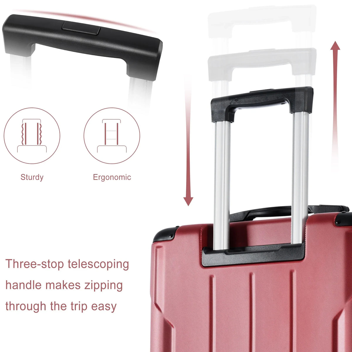 on Airline ABS Approved with Luggage Expansion 20in, Hardshell Spinner Adjustable Lightweight Lock TSA Suitcase Carry Handle and