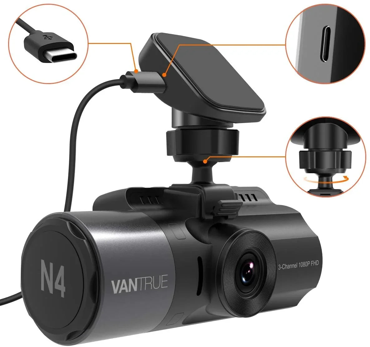 Mac N4, T3 Mount Vantrue C Dash Cam GPS Windows N1 and Receiver Module X4S, USB Port Pro(2023), N2S, Type Adhesive for