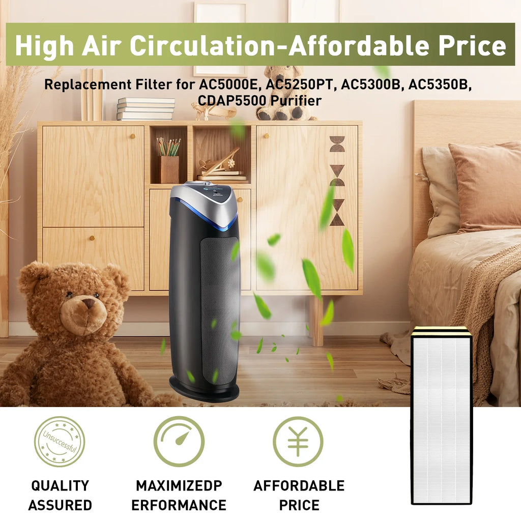 GermGuardian 2 Pack CDAP5500 C, Purifier, Carbon FLT5250PT and Hepa+10 AC5350B Filter AC5300B Compatible Activated HEPA HEPA AC5000E True 2 FLT5111 with Air Replacement AC5250PT Carbon FLT5000 Filter,