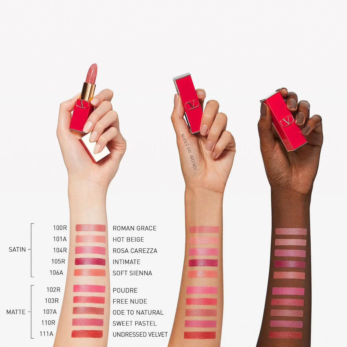 High Carezza rose Valentino - Valentino Rosa 104R Rosso - Pigment Lipstick Refillable nude