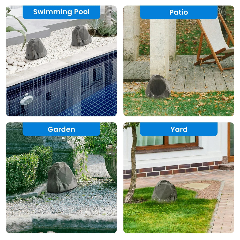 Set 8R8SG 8" Pool Spa 8 Outdoor Yard Rock Slate Deck Speaker for Garden Solutions Theater