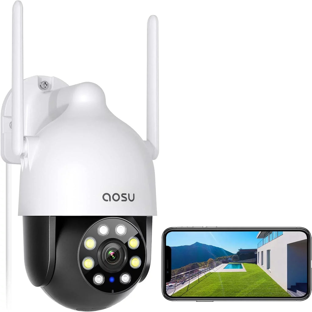Camera Way Surveillance 2K with , Sensor, Outdoor AOSU Camera, Night Security Camera Motion , IP66 Audio View PIR WiFi Home Vision Color 2 Security for Waterproof Camera 360°