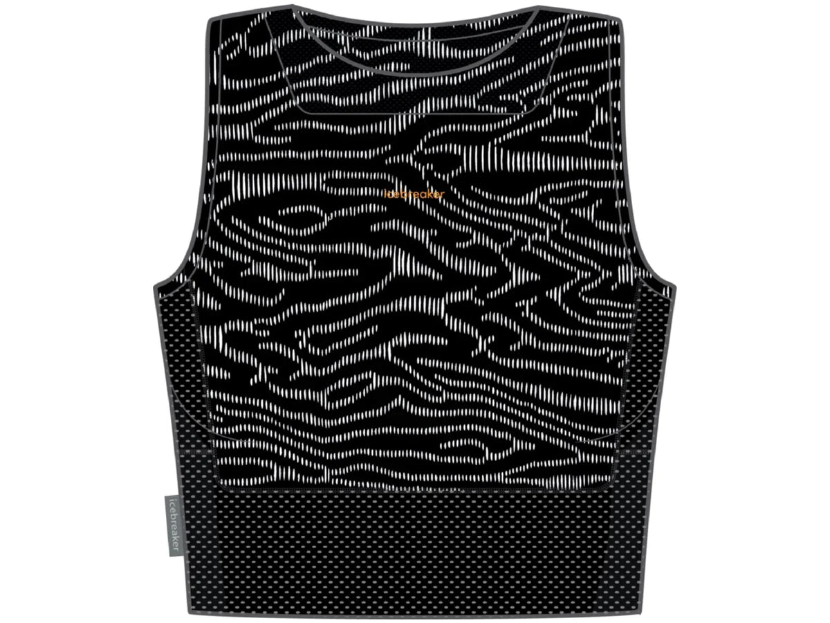 125 - Women's, Topo ZoneKnit Cropped Icebreaker M Black/Snow/Aop, Lines Bra-Tank